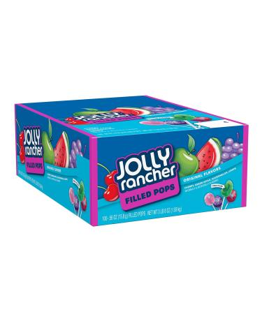 JOLLY RANCHER Assorted Fruit Flavored Filled Pops, 0.56 oz Bulk Box (100 Pieces)