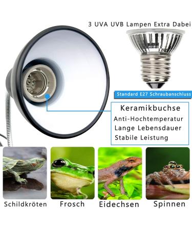 ICepark Turtle Heat Lamp - 25W & 50W UV UVA UVB Reptile Terrarium Lighting for Lizards & Aquatic Animals | E27 Heating Lamp Accessories - Buy Online on GoSupps.com