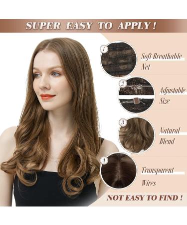 Feshfen Secrets Hair Extensions - Long Corrugated Invisible Synthetic Hair | 35 cm Ombre Medium Brown to Light Ash Brown - Perfect for Women - Buy Online on GoSupps.com