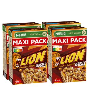 Nestlé Lion Cereal, Caramel and Chocolate Cereal with Whole Grain, 4 Pack (4 x 675 g)