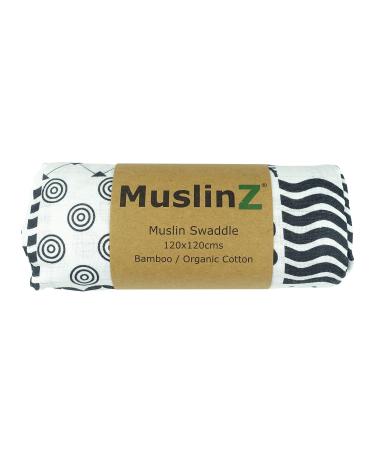 MuslinZ Sensory Muslin squares in Black and White for Visual Stimulation and Sensory Play Bamboo/Organic Cotton mix (120x120cms)