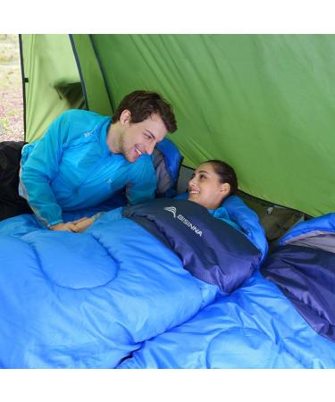 BISINNA 4 Season Backpacking Sleeping Bag with Pillow - Waterproof Lightweight Warm Washable for Adults Kids - Ideal for Camping Hiking Mountaineering - Blue (Right Zipper) - Buy Online on GoSupps.com