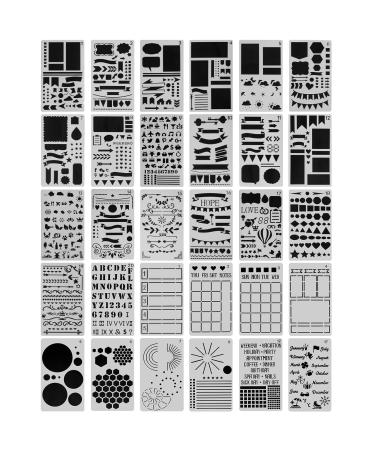 30 PCS Journal Stencils, Planner Stencils for Bullet Dot Journal Notebook Diary Scrapbook Drawing Template Dot Journal Stencil 4x7 Inch - Buy Online on GoSupps.com
