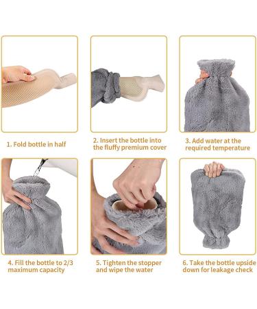 2L Soft Cover Heat Bottle for Pain Relief - Fluff Hot Water Bag for Neck Back Shoulder & Legs | International Shipping - Buy Online on GoSupps.com