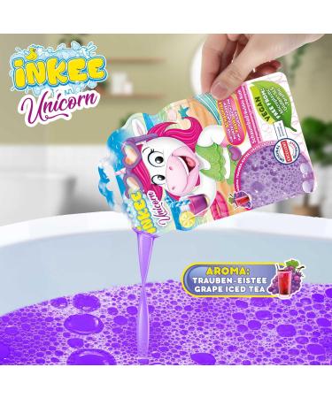 INKEE Bubble Bath Liquid Unicorn | Bath Additive for Kids Bubble Bath for Kids with Calendula Extract and Grape Iced Tea Flavor 15 x 40g - Buy Online on GoSupps.com