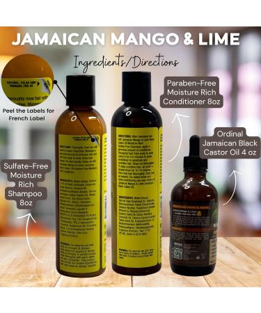 Shampoo and Conditioner Set Bundle-5 Items with Jamaican Mango & Lime Black Castor Oil Sulfate Free Shampoo 8oz Paraben Free Conditioner 8oz and Original Black Castor Oil 4oz Unibeauties Detangling Brush & Detangling Hanging Shower Comb - Buy Online on GoSupps.com