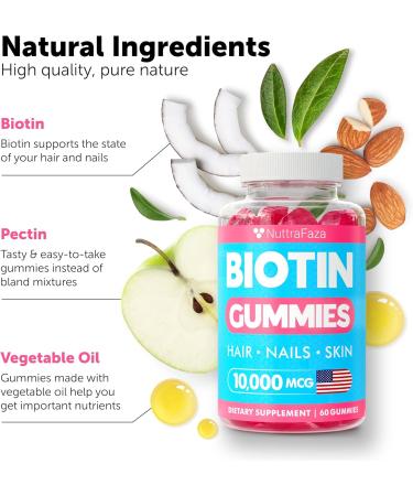 2 Pack Biotin Gummies 10000mcg for Healthy Hair Skin Nails - Vegetarian Non-GMO Vitamins - 120 Gummies for Hair Growth - Buy Online on GoSupps.com