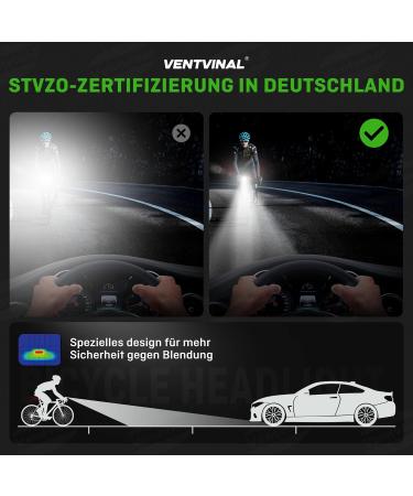 Buy Ventvinal LED Bicycle Lights - 30 Lux Front Lamp StVZO Approved IPX5 Waterproof USB-C for All Bikes - Fast International Shipping - Buy Online on GoSupps.com