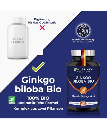 Ginkgo Biloba Capsules | 100% Bio Cognivia Extract | Brain Booster for Memory & Concentration | High Dose Lab Tested 100% Vegan - Buy Online on GoSupps.com