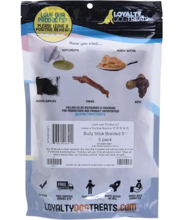Loyalty Dog Treats Beef Bully Sticks Natural Single Ingredient Dehydrated Dental Chew 12 inch (Pack of 15) & Beef Braided Bully Stick Natural Single Ingredient Dehydrated Dog chew - Buy Online on GoSupps.com