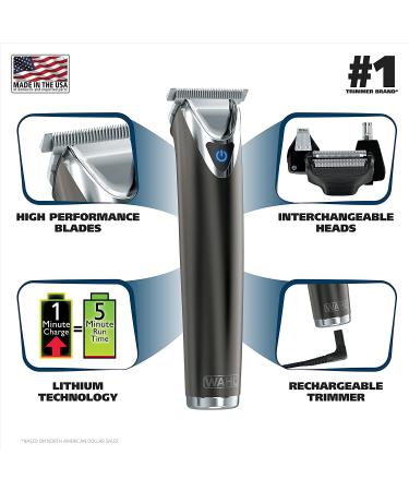 Wahl Stainless Steel Lithium Ion 2.0+ Beard Trimmer & Grooming Kit for Men - Electric Shaver, Nose & Ear Trimmer, Rechargeable Model 9864 - Buy Online on GoSupps.com