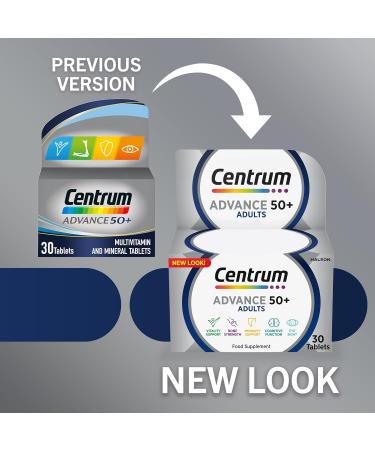 Centrum Advance 50+ Multivitamin & Mineral Tablets - 30 Count - Vitamin D - 24 Essential Nutrients - Complete Multivitamin - Packaging May Vary - Buy Online on GoSupps.com