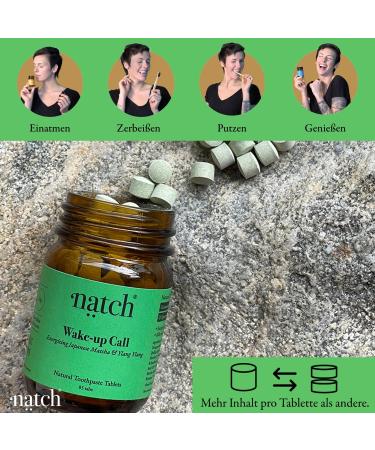 NATCH Fluoride-Free Tooth Cleaning Tablets 85 Natural Vegan Foaming Toothpaste Tablets with Matcha & Ylang Ylang | Eco-Friendly & Plastic-Free - Buy Online on GoSupps.com