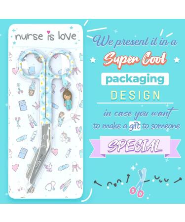 Nurse Love Nursing Scissors - Stainless Steel Bandage Scissors for Wound Care | Perfect for First Aid, Vet Students | Sharp Blades & Round Tip | Green Daisies - Buy Online on GoSupps.com