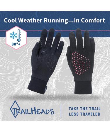TrailHeads Women's Running Gloves - Lightweight Touchscreen Gloves | Black/Pink Reflective - Size Small - Buy Online on GoSupps.com