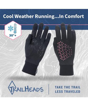TrailHeads Lightweight Running Gloves with Touchscreen | The Elements Black/Pink Reflective - Perfect for International Shipping - Buy Online on GoSupps.com