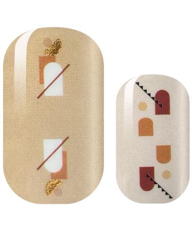 Avoa Beauty nail film - "mid century magic" brown beige white gold geometric abstract nail art design 16 thin self -adhesive long -lasting nail wraps
