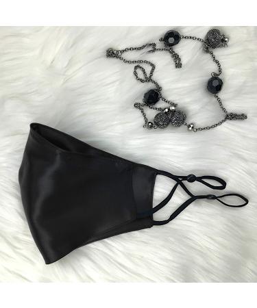 Celestial Silk Reusable Face Mask - Adjustable Washable Silk with Nose Wire - Black - Buy Online on GoSupps.com