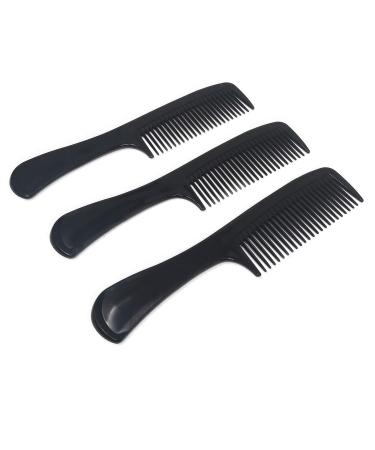 Large Wide Tooth Paddle Comb for Detangling Wet or Dry Hair 8.5-inch Round Handle Styling Combs - Pack of 3 for Men Women and Kids - Long Straight Wavy Curly and Coarse Hair