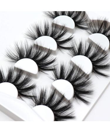 Losha 5D Faux Mink Lashes 25mm Dramatic Look False Eyelashes Fluffy Volume Luxurious Eyelashes for Makeup 4 Pairs Pack (48C) Fluffy Lashes-02