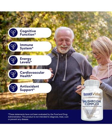 Research Verified Mushroom Complex - Support Immunity, Boost Antioxidants, Improve Cognitive Function - 10 Mushrooms Including Reishi, Maitake, and Shiitake - 60 Capsules - Vegan - Buy Online on GoSupps.com