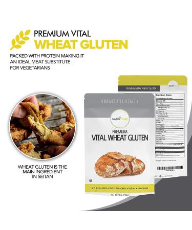 Naturtonix Vital Wheat Gluten 12 oz - Pure Non-GMO Vegan Protein, Keto Friendly - Certified Kosher - Resealable Fresh Pouch - Buy Online on GoSupps.com