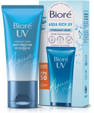 Biore Aqua Rich UV SPF50 - High Daily UV Protection & Hydration - Face Sunscreen - Hyaluronic Acid - Non-greasy and invisible texture - All skin types and complexions - Buy Online on GoSupps.com