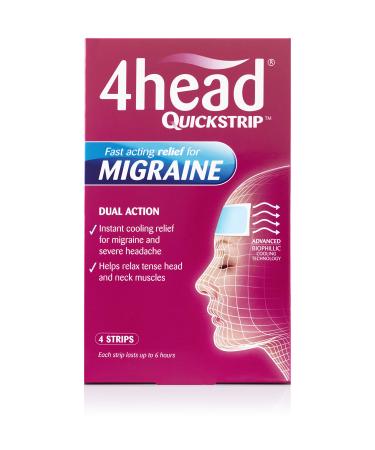 4Head Quickstrip Headache and Migraine Relief Strips - Pack of 4