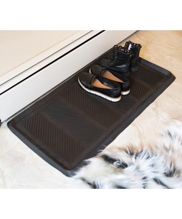 Ottomanson Easy Clean Waterproof Non-Slip 16 x 32 Indoor/Outdoor Rubber Boot Tray (Black) - Buy Online on GoSupps.com