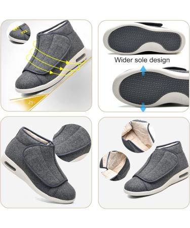 Warm Wool Orthopedic Walking Shoes for Wide Feet - Grey - Men 6/Women 7 - Buy Online on GoSupps.com
