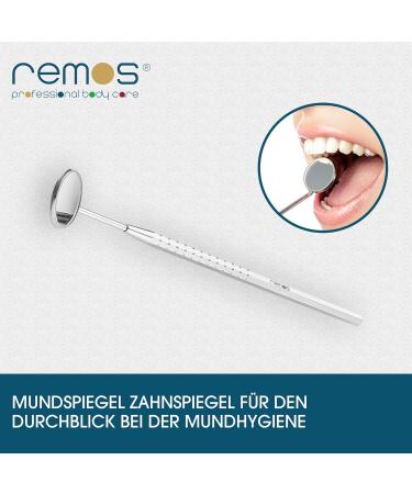 REMOS Tooth Discoloration Eraser & Plaque Remover Set - Stainless Steel Dental Mirror for Whiter Teeth - Buy Online on GoSupps.com