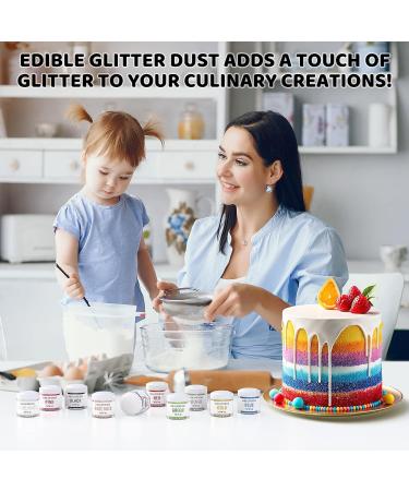 Edible Glitter Set - Red & Pink Powder for Drinks Cakes & Desserts (2x4g) | Tasteless Glitter for Cocktails Champagne & Chocolates - Buy Online on GoSupps.com