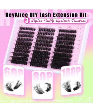 HeyAlice Fluffy Lash Clusters - 60/80/100D D Curl Eyelash Extensions | Thick 10-18mm Individual Lashes for Stunning Volume - Buy Online on GoSupps.com