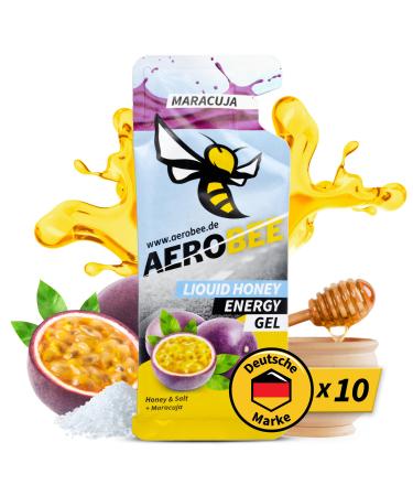 Aerobee Energy Liquid Gel - Maracuja 10x26g 100% natural energy gel from honey Really delicious sports gel for endurance sports energy gel running power gel sport carbohydrates gel maracuja liquid (10 gels) - Buy Online on GoSupps.com