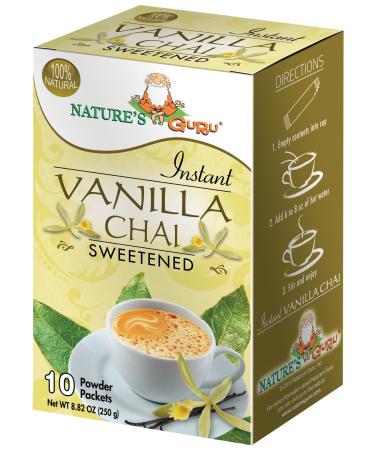 Nature's Guru Instant Vanilla Chai Tea Drink Mix Sweetened 10 Count Single Serve On-the-Go Drink Packets Vanilla 8.82 Ounce (Pack of 1)