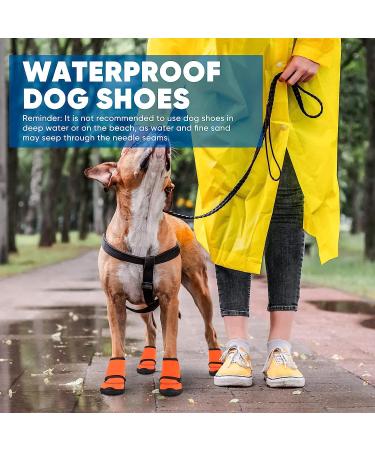 Petbobi Dog Boots - Waterproof Rubber Non-Slip Shoes for Small Medium Large Dogs - Protect Paws on Rain, Snow, Hot Pavement, Hardwood Floors - 4PCS Orange Size #6 - 2.75 x 3.14 - Buy Online on GoSupps.com