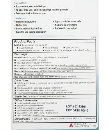 Ayr Saline Nasal Neti Rinse Kit 40 ct. - Gentle Nasal Cleansing for Sinus Relief - Buy Online on GoSupps.com