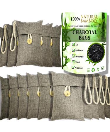 Charcoal bags Odor Absorber Activated Bamboo Charcoal Air Purifying Bag for Home Odor Eliminator Car Air Freshener for Closet Deodorizer Shoe Room Basement Litter Box Pet safe Bag 15Packs100g