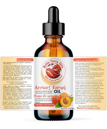 Apricot Kernel Oil - 120ml 100% Pure Cold-Pressed Unrefined Organic Additive-Free Rich in Antioxidants - Natural Moisturizer for Hair Face Body Nails Stretch Marks by Bella Terra Oils - Buy Online on GoSupps.com