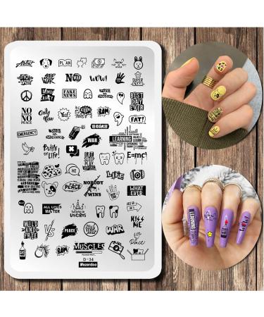 Nail Stamping Plates Heart Letter Nail Stamping Kit 2 Pcs Lips Graffiti Animals Patterns Design Nail Stamp Plate 14.5 * 9.5cm Stainless Steel Nail Art Templates DIY Nail Tools Nail Stamping D33-D34 - Buy Online on GoSupps.com