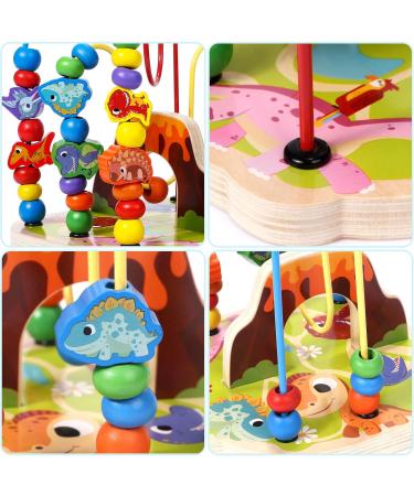 Shop Toyssa Wooden Montessori Motoric Loop - Dinosaur Roller Coaster Colorful Pearl Labyrinth & Motor Cubes for Toddlers (Ages 1-3) | Perfect Gift for Kids - Buy Online on GoSupps.com