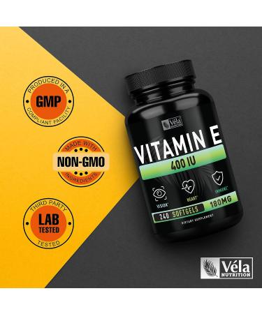 Vitamin E Softgels (400 IU) 240ct - Immune Health & Antioxidant Support - 240 Day Supply - Buy Online on GoSupps.com