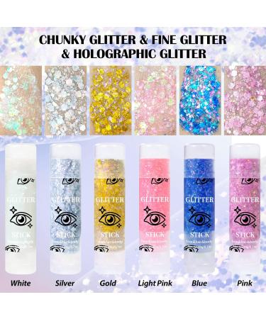 Prreal Body Glitter Holographic Glitter Eyeshadow Eyeshadow for Rave Accessories Christmas Festival Makeup (Pink) - Buy Online on GoSupps.com
