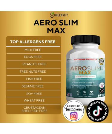 Aeroslim Max Natural Dietary Supplement 60 Capsules Maximum Strength Vegan Gluten Free Non-GMO Made in USA (1) - Buy Online on GoSupps.com