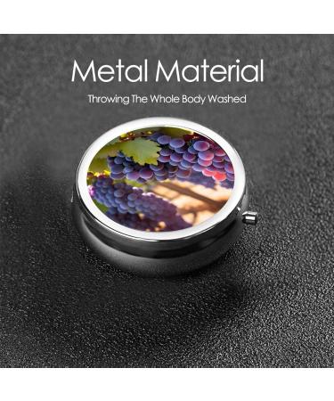 Desert Grapes Round Pill Box Organizer - 3 Compartments for Travel Purse & Pocket | Portable Pill Organizer - Buy Online on GoSupps.com