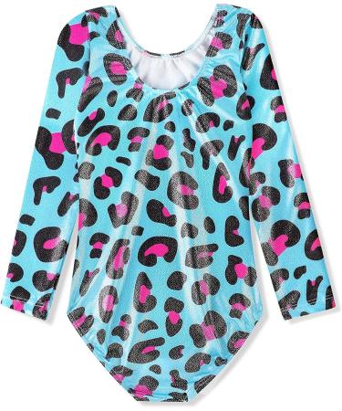 Hoziy Long Sleeve Girls Gymnastics Leotard | Floral Unicorn Galaxy Rainbow | 7-8 Years | Blue Leopard Print - Buy Online on GoSupps.com