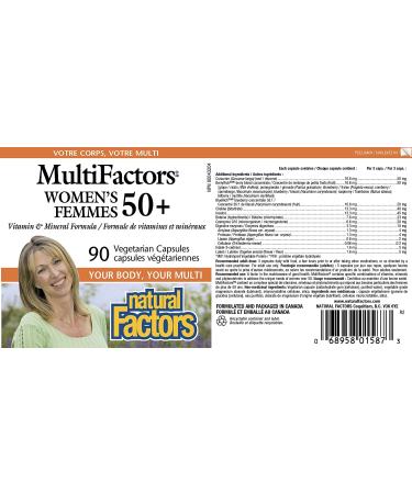 Natural Factors MultiFactors Womenâ€™s 50+ | 90 Vegetarian Capsules for Optimal Health - Buy Online on GoSupps.com