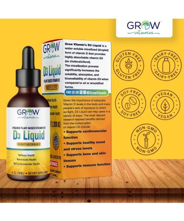 Plant-Based Micellized D3 Liquid 1200 IU for Children & Adults | Highly Absorbable Vitamin D3 Supplement for Bone, Cardiovascular & Immune Health - 750 Servings - Buy Online on GoSupps.com