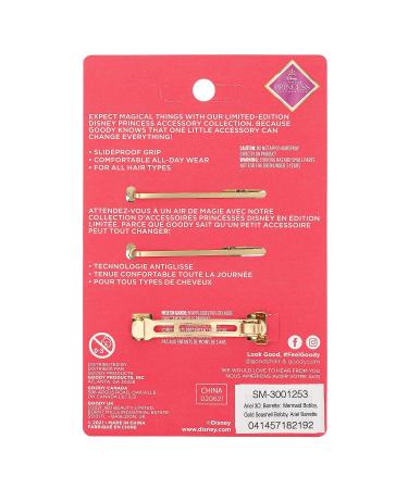 GOODY Disney Princess Ariel Bobby Pin & Barrette Set - Slideproof Rhinestone Hair Accessories for All - Men, Women, Boys & Girls - Buy Online on GoSupps.com