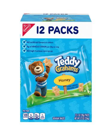 Teddy Grahams Honey Graham Snacks, 12 Snack Packs, 1 Ounce (Pack of 12)